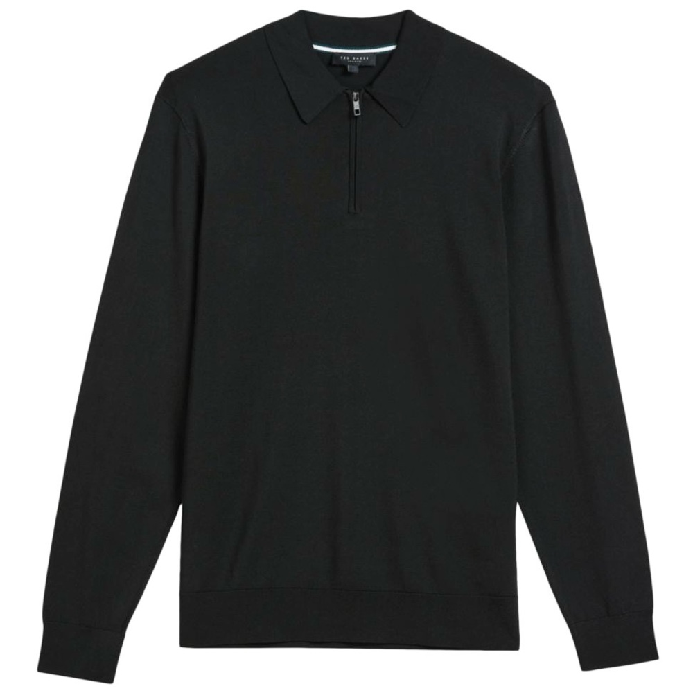 Men's Ted Baker London  Viba Half Zip
Polo Sweater - Black ted size 7 US 3Xl - Picture 7 of 15